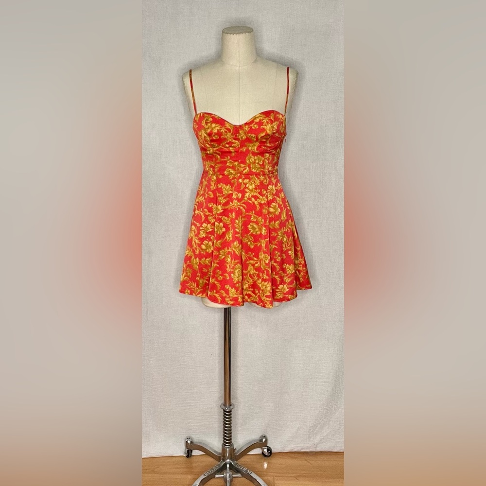 Urban Outfitters Silk Corset mini dress with side zip and stretch back.